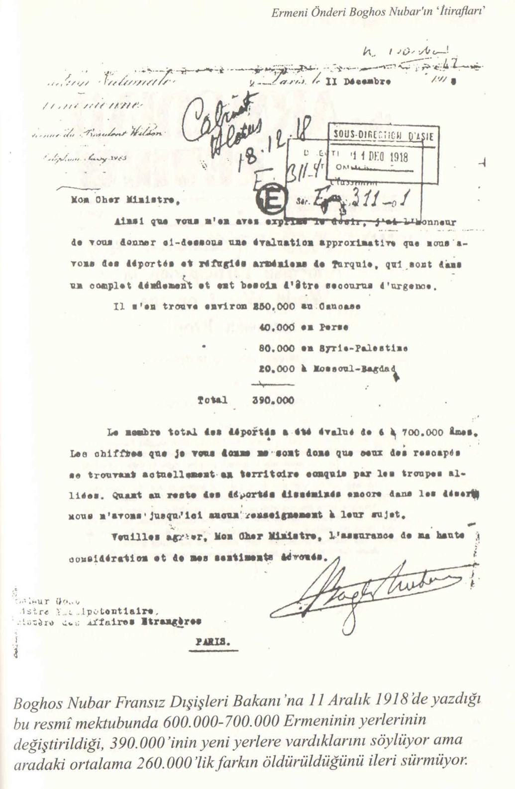 Prof. Türkkaya Ataöv, Ermeni Önderi Boghos Nubar’ın ‘İtirafları’, Nisan 2014, S. 155.