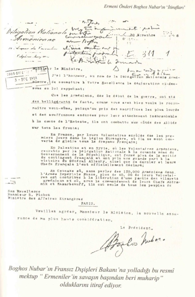 Prof. Türkkaya Ataöv, Ermeni Önderi Boghos Nubar’ın ‘İtirafları’, Nisan 2014, S. 61.